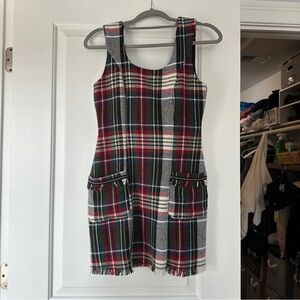 Zara Trafaluc Holiday Lined  Mini Dress Squared Design Tartan Check Tweed  Dress